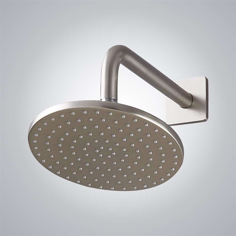 188mm round wall or ceiling mount shower head in brushed nickel (BS10547)
