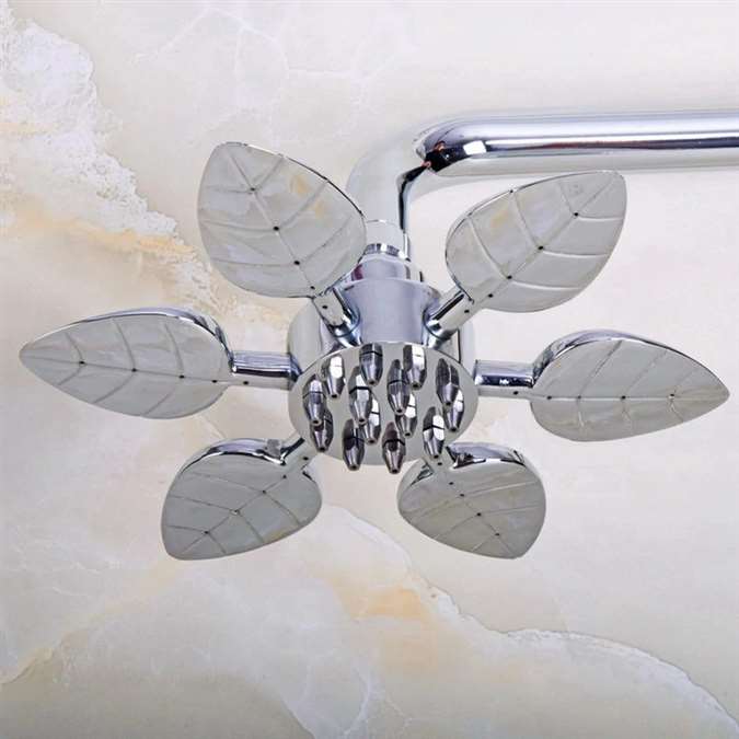 7.7 inch Polished Chrome Leaf Shape Rainfall Sprayer Top Bathroom Shower Head (BS10553)
