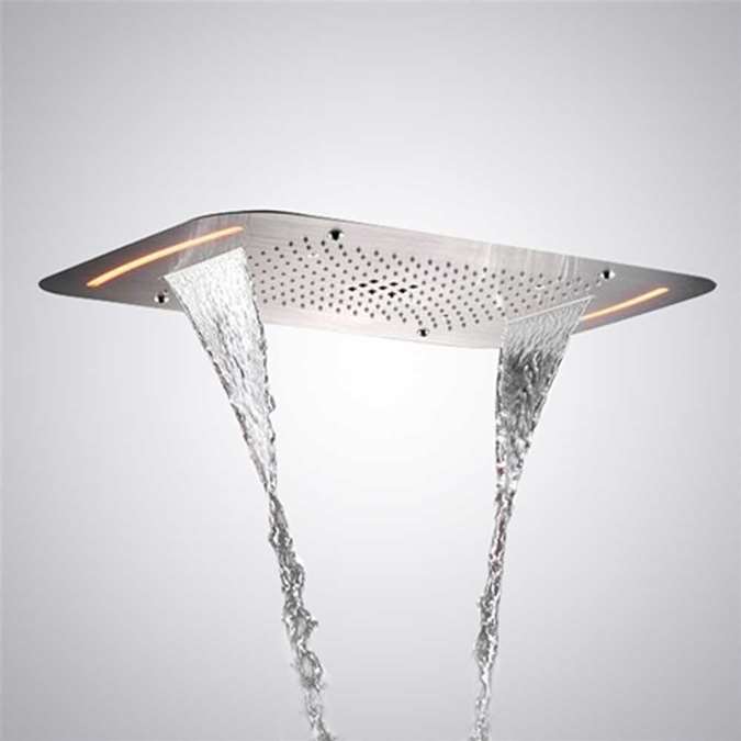 Hotel Ceiling Mounted Stainless Steel Rectangle Shower LED Light Chrome ...