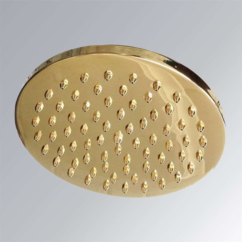 8 inch Luxury Gold Brass Rainfall Round Bathroom Shower Head (BS10568)
