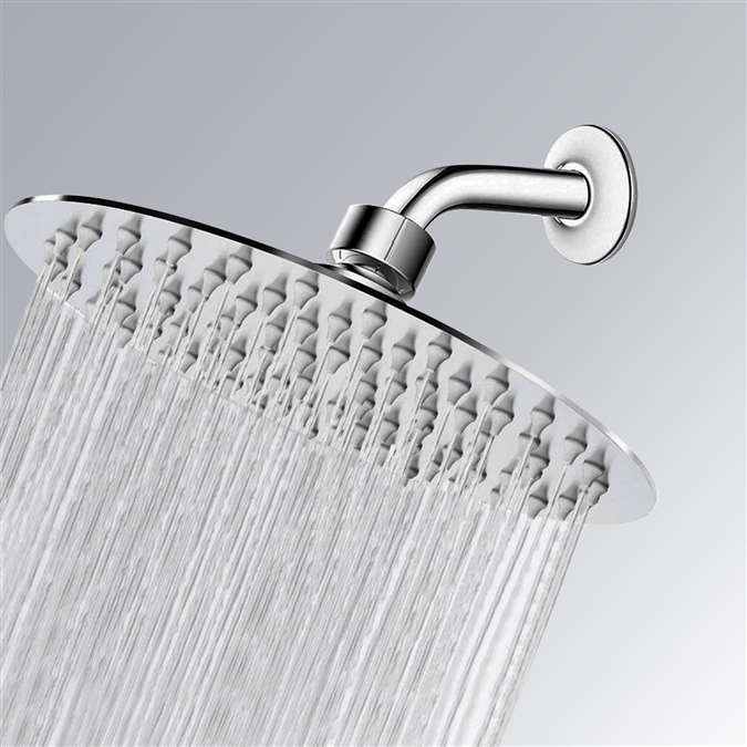 BathSelect ultra thin 8 inch stainless steel high pressure round rain shower head