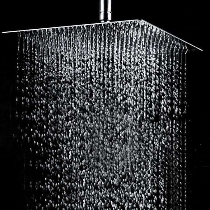 4 inch Stainless Steel Chrome Finish Ultra-Thin Square Rainfall Water Saving Shower Head (BS10582)