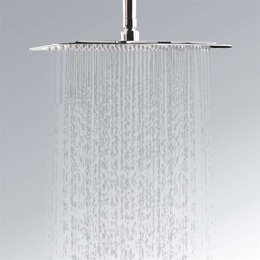 8" Stainless Steel Chrome Finish Ultra-Thin Square Rainfall Water Saving Bathroom Shower Head (BS10584)