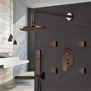 Hospitality 5 Star Bravat Wall Mounted Light Oil Rubbed Bronze Shower Set With Thermostatic Valve Mixer 3-Way Concealed