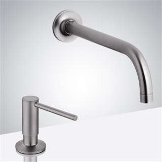 BathSelect Brushed Nickel Infrared Automatic Electronic Commercial Faucet with Manual Soap Dispenser