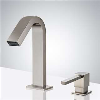 BathSelect Brushed Nickel Infrared Automatic Electronic Commercial Faucet with Manual Soap Dispenser
