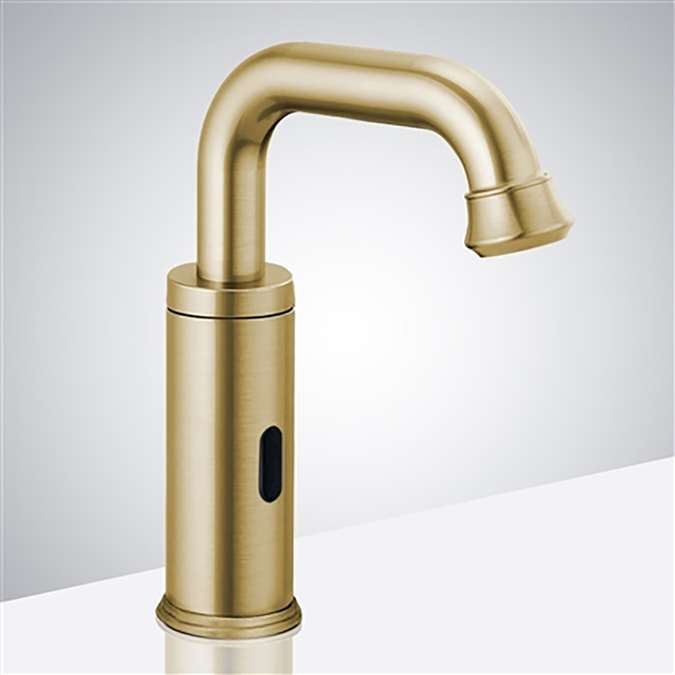 BathSelect Marsala brushed gold automatic sensor faucet for luxury hotel bathrooms