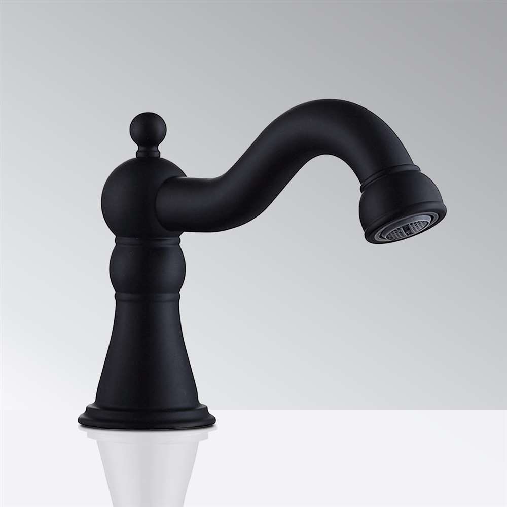 BathSelect Deck Mount Commercial Matte Black Touchless Sensor Faucet