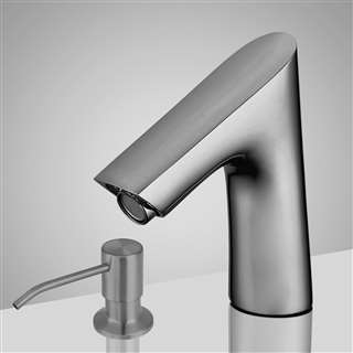 BathSelect Brushed Nickel Infrared Automatic Electronic Commercial Faucet with Manual Soap Dispenser