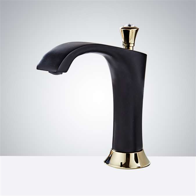 BathSelect The Rook Matte Black and Gold Commercial Motion Sensor Faucet