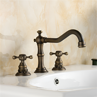 BathSelect Hospitality Crimea Antique Brass Dual HandLED Bathroom Sink Faucet