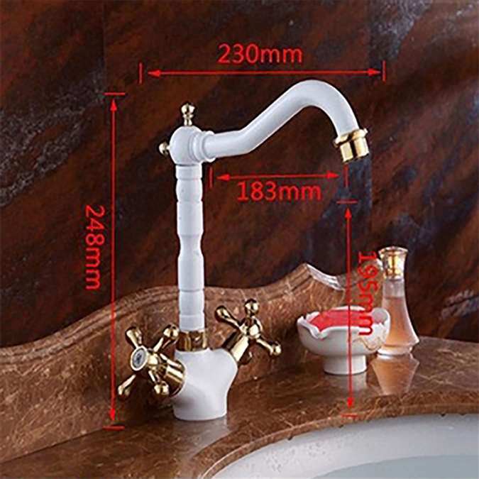 Calabria Brass Bathroom Sink Faucet with Dual Handle