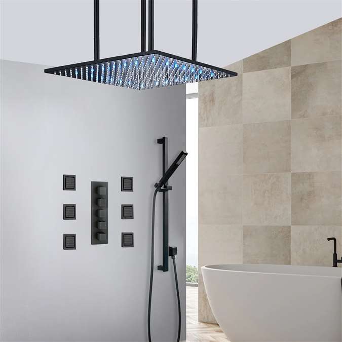Browse Rieti 20" Matte Black Ceiling Mount Mist Rainfall Shower System ...