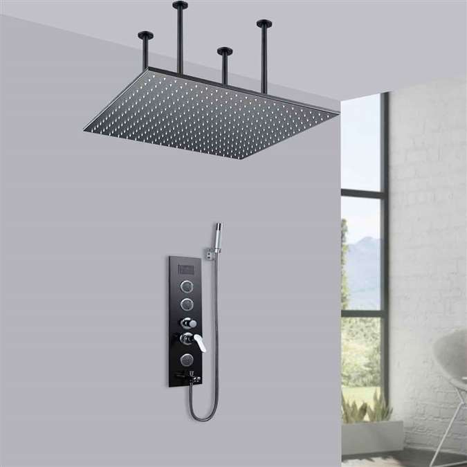 Browse Sora Matte Black 20" Digital Ceiling Mount Mist Rainfall Shower ...