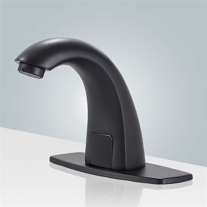 Matte Black Sensor Bathroom Sink Faucet, Bathtub Faucet Hole Cover Plate