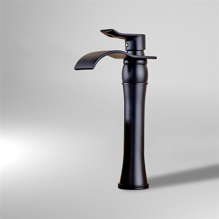 thumbnail image 2 of LED Oil Rubbed Bronze Bathroom Sink Faucet – Wall Mount Waterfall Black Mixer Tap OUBONI 2 of 6