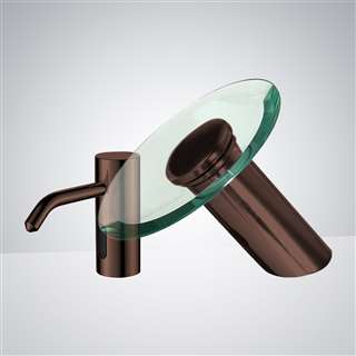 BathSelect Marsala oil rubbed bronze waterfall sensor faucet and soap dispenser