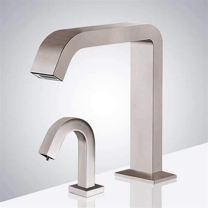 Fontana Brushed Nickel Commercial Automatic Sensor Faucet and Touchless Soap Dispenser