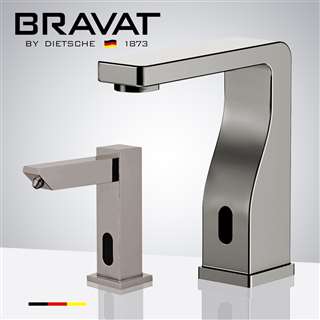 Bravat Touchless Automatic Commercial Sensor Faucet & Automatic Foam Soap Dispenser In Brushed Nickel