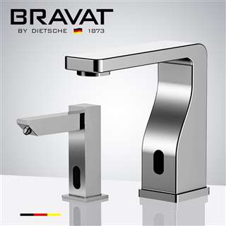 Bravat Touchless Automatic Commercial Sensor Faucet & Automatic Foam Soap Dispenser In Chrome
