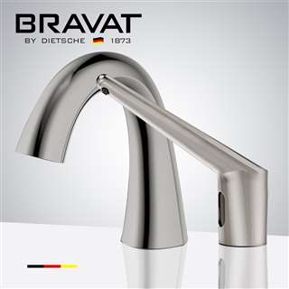 Bravat Deck Mount Touchless Automatic Commercial Sensor Faucet With Automatic Soap Dispenser In Brushed Nickel