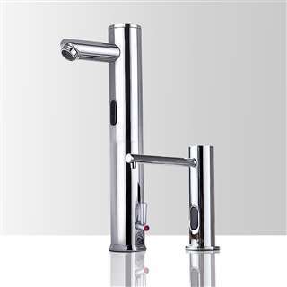 BathSelect Solo Chrome Finish Automatic Commercial Hot and Cold Sensor Faucet and Soap Dispenser