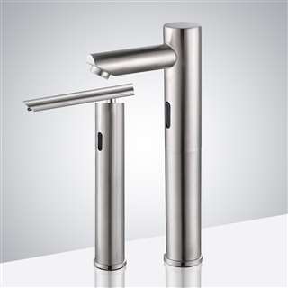 BathSelect� Munich Tall Touchless Commercial Sensor Faucet with Automatic Soap Dispenser in Brushed Nickel