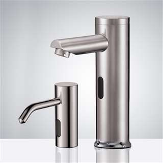 BathSelect Solo Touchless Motion Activated Sink Sensor Faucet And Soap Dispenser in Brushed Nickel Finish