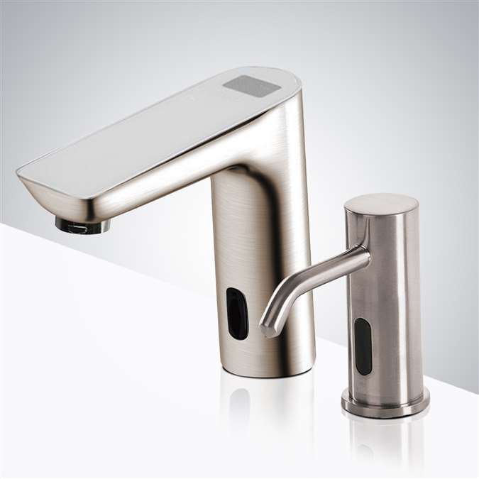 BathSelect Romo Brushed Nickel Touchless Faucet and Automatic Soap Dispenser