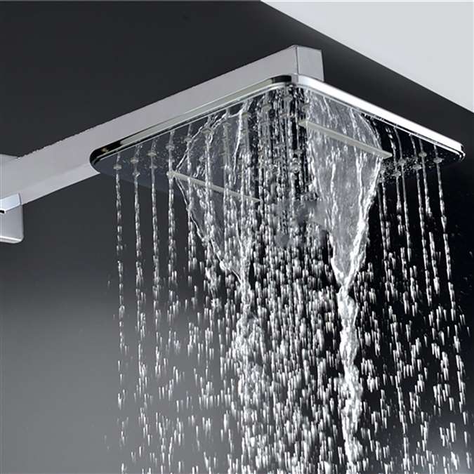 Genoa Wall-Mount Chrome Finish LED Rainfall Shower Set