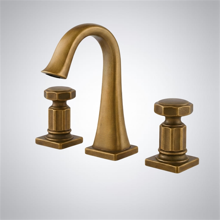 BathSelect HexaGrace Antique Brushed Brass Thermostatic Bathroom Faucet