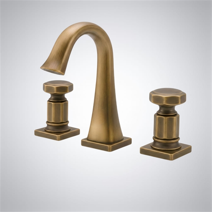 BathSelect HexaGrace Antique Brass Two Handle Bathroom Faucet