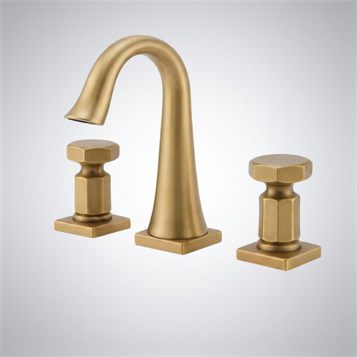 BathSelect HexaGrace Brushed Gold Two Handle Bathroom Faucet