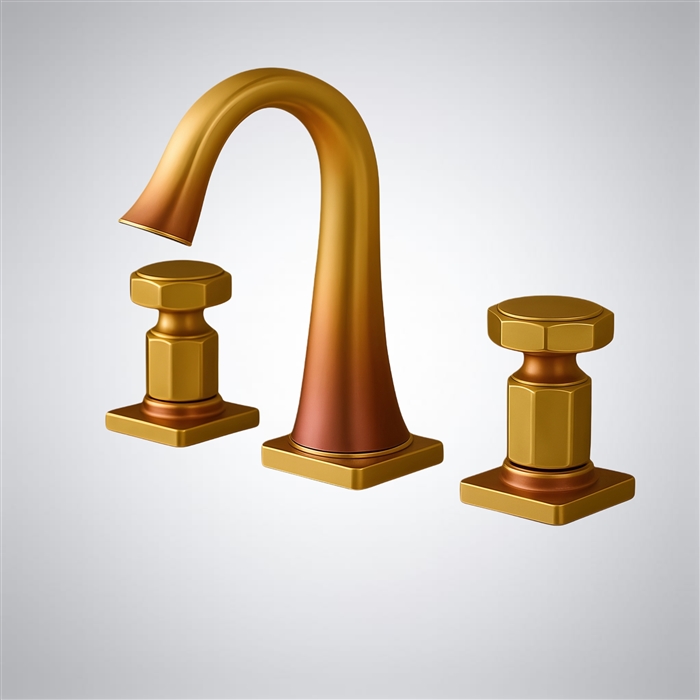 BathSelect HexaGrace Gold and Rose Gold Gradient Two Handle Bathroom Faucet