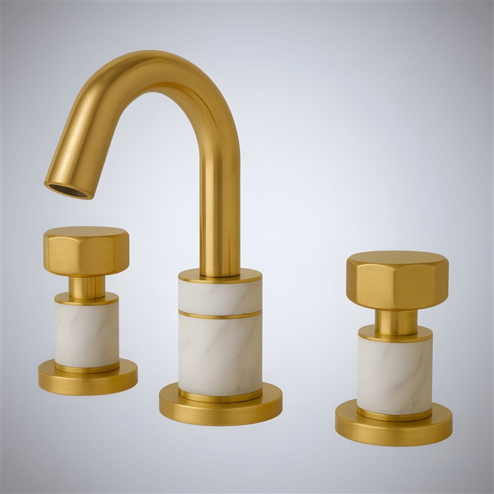 BathSelect Aurelia Column Brushed Gold Two Handle Bathroom Faucet