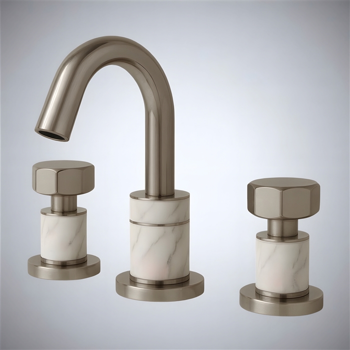 BathSelect Aurelia Column Brushed Nickel Two Handle Bathroom Faucet