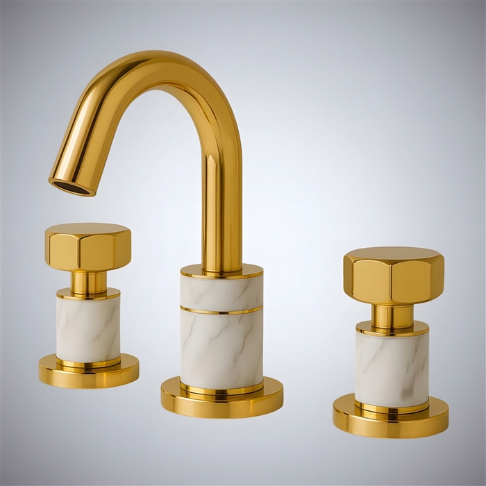 BathSelect Aurelia Column Gold Premium Two Handle Bathroom Faucet