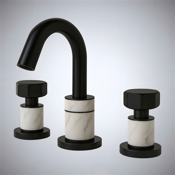 BathSelect Aurelia Column Matte Black Two Handle Bathroom Faucet