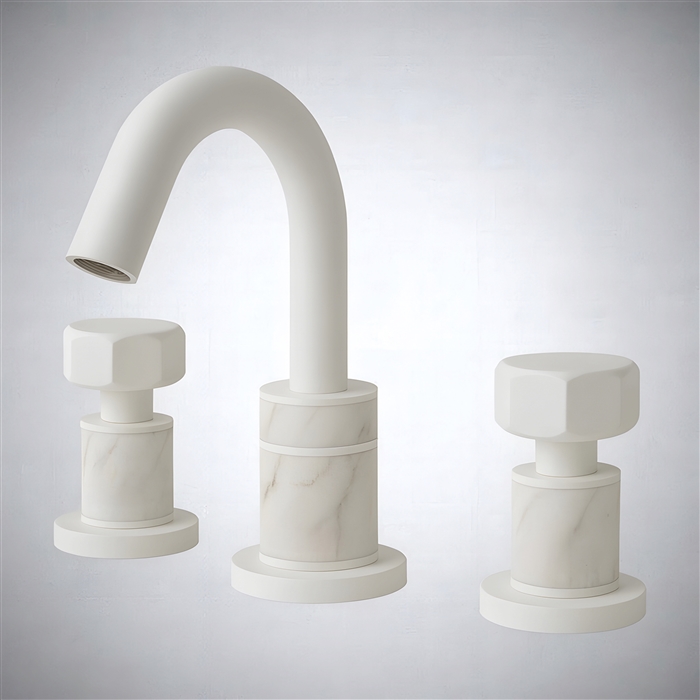 BathSelect Aurelia Column Matte White Two Handle Bathroom Faucet