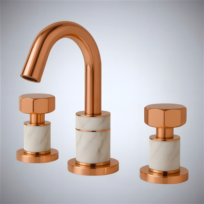 BathSelect Aurelia Column Rose Gold Two Handle Bathroom Faucet