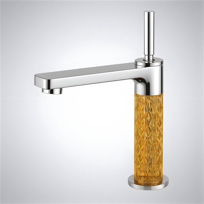 BathSelect Radiant Crystal Chrome and Amber Gold Crystal Single Handle Faucet