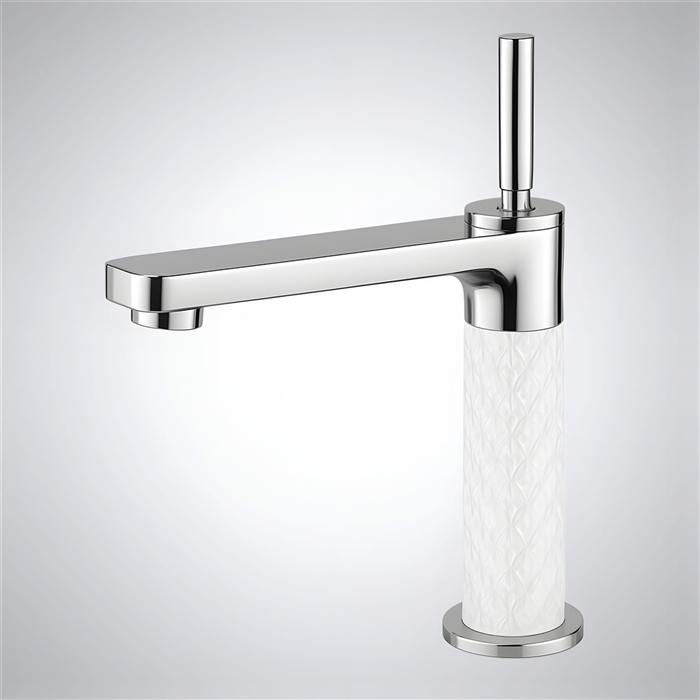 BathSelect Radiant Crystal Chrome and White Crystal Single Handle Faucet
