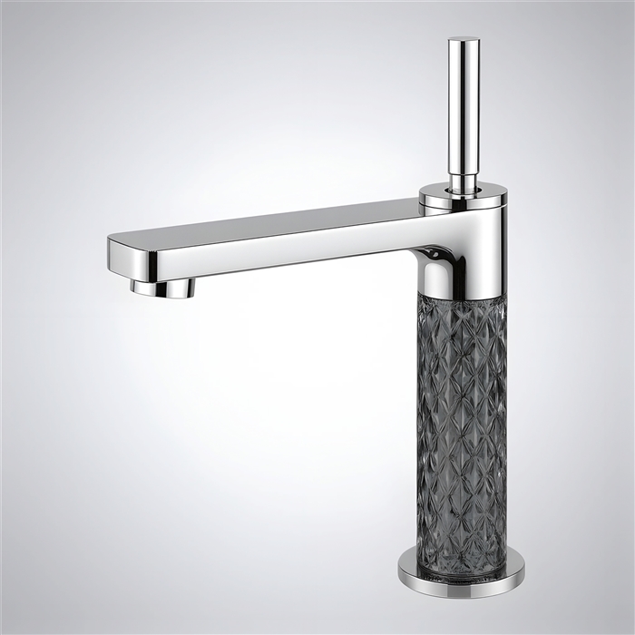 BathSelect Radiant Crystal Chrome and Gun Grey Crystal Single Handle Faucet