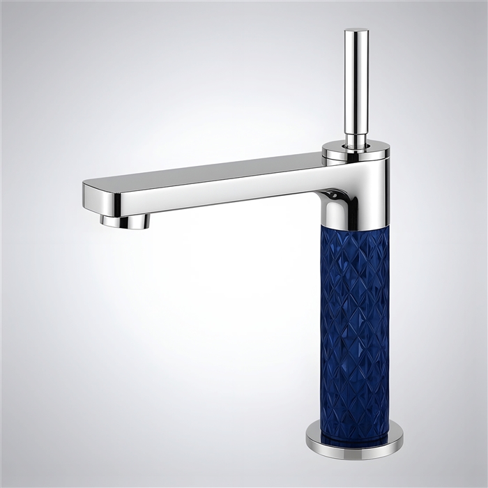 BathSelect Radiant Crystal Chrome and Navy Blue Crystal Single Handle Faucet