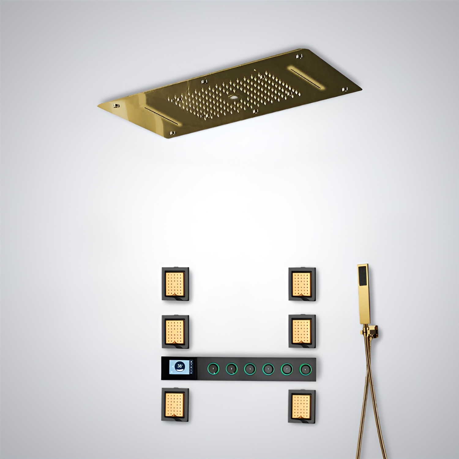Mounting and rough-in dimensions coordinated for a shower panel