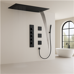 Shower systems for guestroom or wellness-suite areas