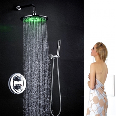 Venice Round Wall Mount Color Changing LED Rain Shower Head Set