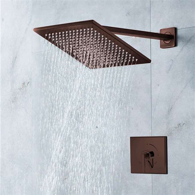 Genoa 8" Oil Rubbed Bronze Finish LED Shower Set With Hand Shower Brass Diverter