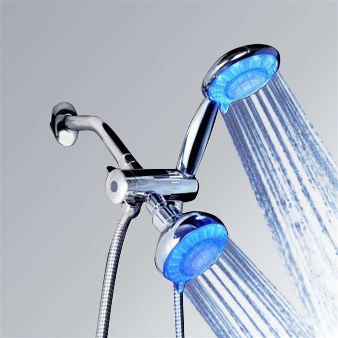 Dual Head Shower Head Wall Mount Color Changing LED Shower Head