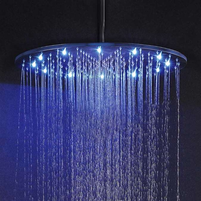 20" Bronze Finish Round Color Changing LED Waterfall Rain Shower Head